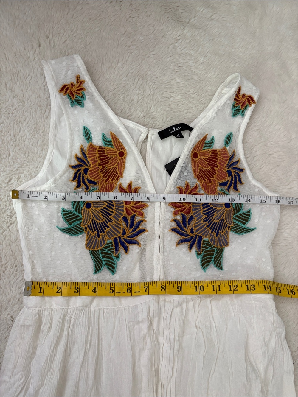 Lulus Tickets To Paradise White Embroidered Maxi Size Medium Dress Boho Coastal - Picture 7 of 12